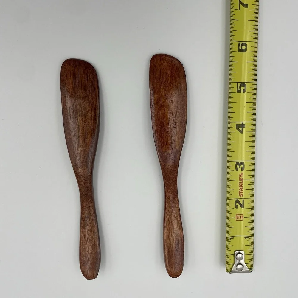 2‎ PCS Butter Knife Jam Cheese Spreader Cake Decorating Tools Wood Easy Clean